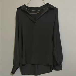 Banana Republic Black Notched Collar Blouse with Full Sleeves